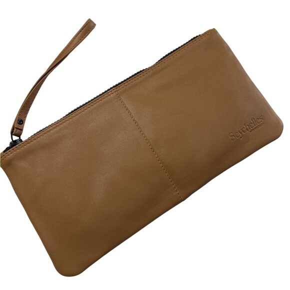 Seychelles Tan Leather Wristlet Clutch - Picture 1 of 7